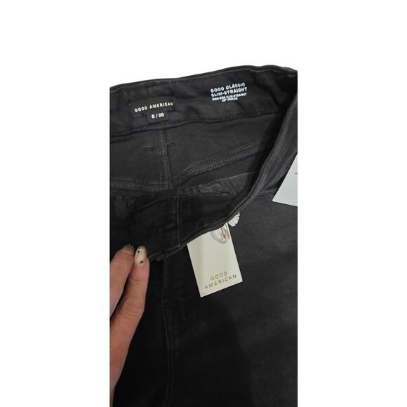 Good American Good Classic Slim Straight Jeans Cropped Size 6 - Picture 3 of 6